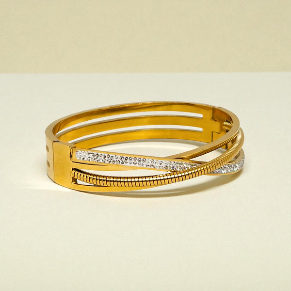 Gold Plated Stainless Steel Anti Tarnish Bracelet with Stone