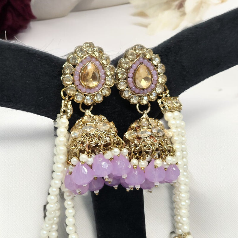 Traditional Lavender Color Bahubali Jhumka Earrings for Women, Wedding & Festive Wear