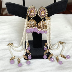 Traditional Lavender Color Bahubali Jhumka Earrings for Women, Wedding & Festive Wear