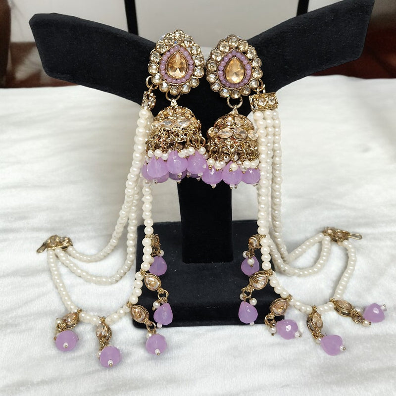Traditional Lavender Color Bahubali Jhumka Earrings for Women, Wedding & Festive Wear
