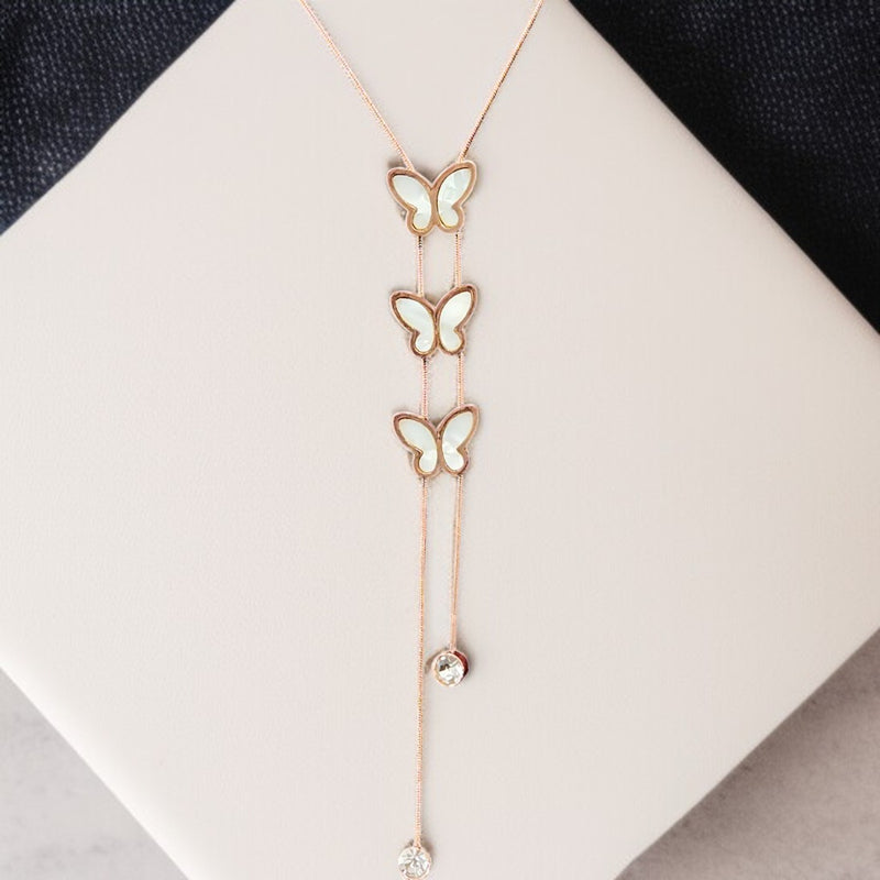 Designer Butterfly Charm Long Chain Necklace | Perfect Gift for Women & Girls