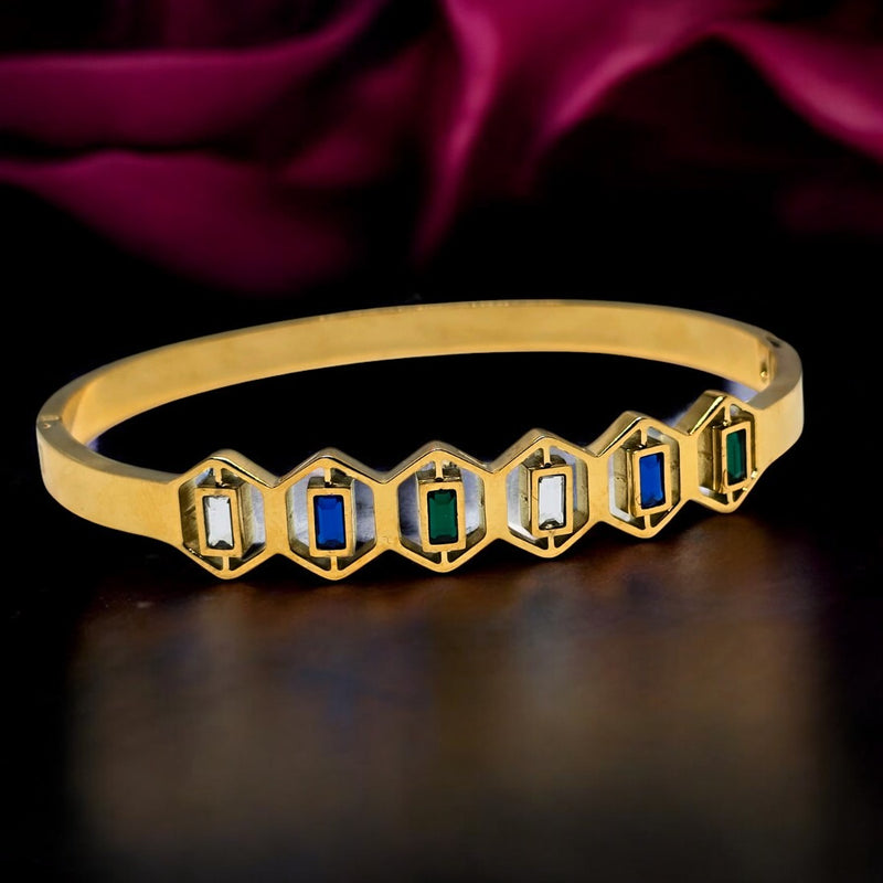 Gold Plated Stainless Steel Anti Tarnish Bracelet with Stone
