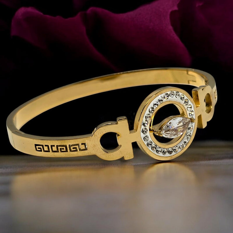 Gold Plated Stainless Steel Anti Tarnish Bracelet with Stone