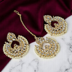 Jewellery Set with Earrings and Maang Tikka for Fashion Bollywood Wedding, Party Engagements & Festivals Jewellery Set
