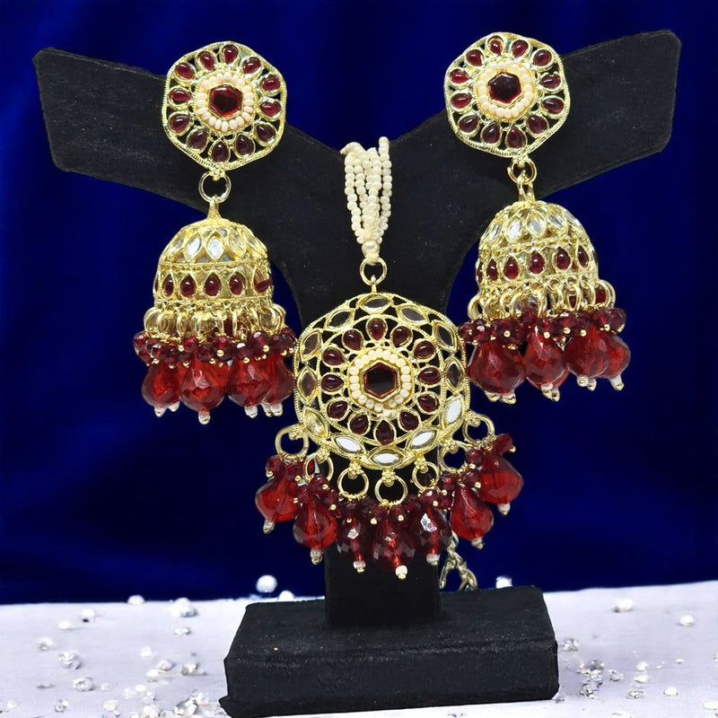 Beautiful Elegent Jewellery Set with Earrings & Magntika for Women & Girls