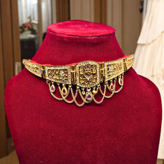 Traditional Rajputani Gold Plated Adjustable Choker Necklace