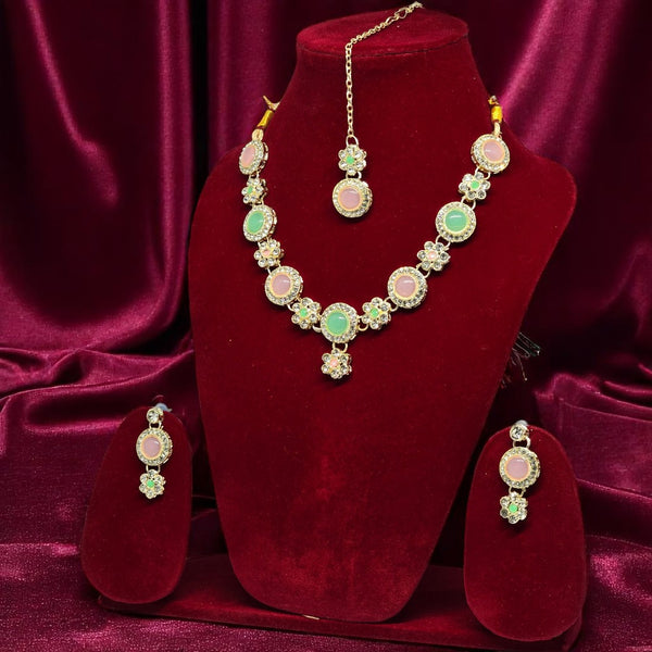 Green and Pink Monalisa Jewellery Set – Timeless Beauty for Every Occasion