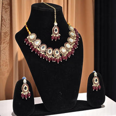 Kundan Necklace Set with Earring & Maangtika for women