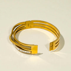 Gold Plated Stainless Steel Anti Tarnish Bracelet with Stone