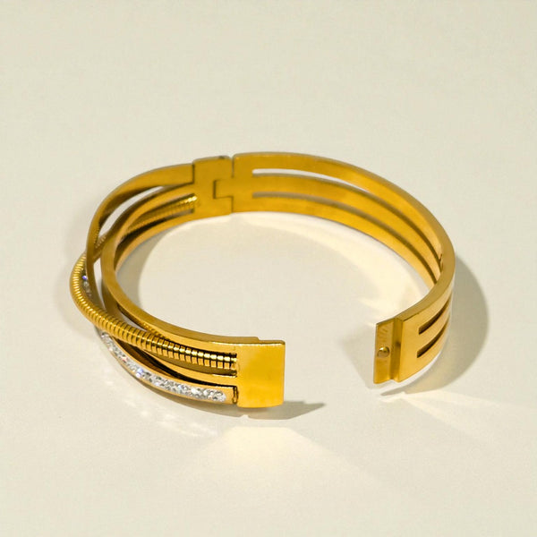 Gold Plated Stainless Steel Anti Tarnish Bracelet with Stone