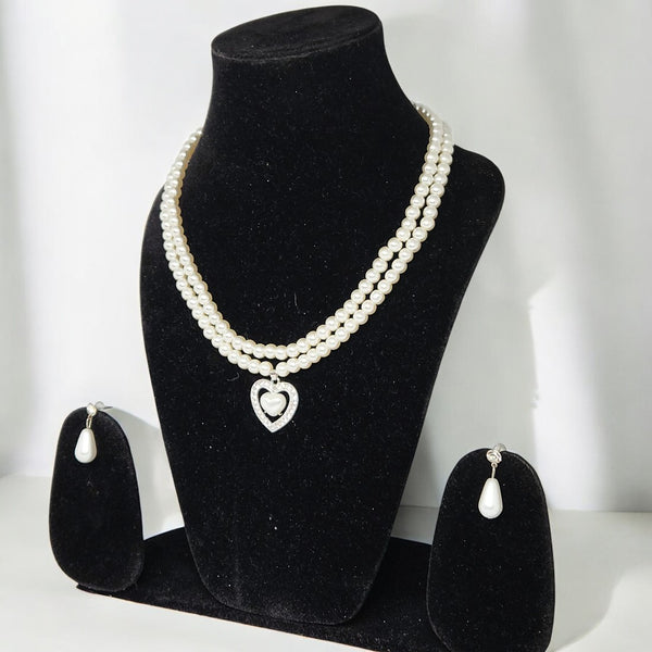 Premium Double Layer White Pearl Jewellery Set for Girls & Women | Party & Wedding Wear