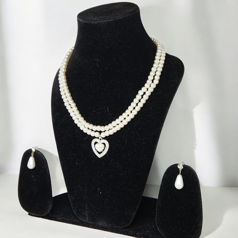 Premium Double Layer White Pearl Jewellery Set for Girls & Women | Party & Wedding Wear