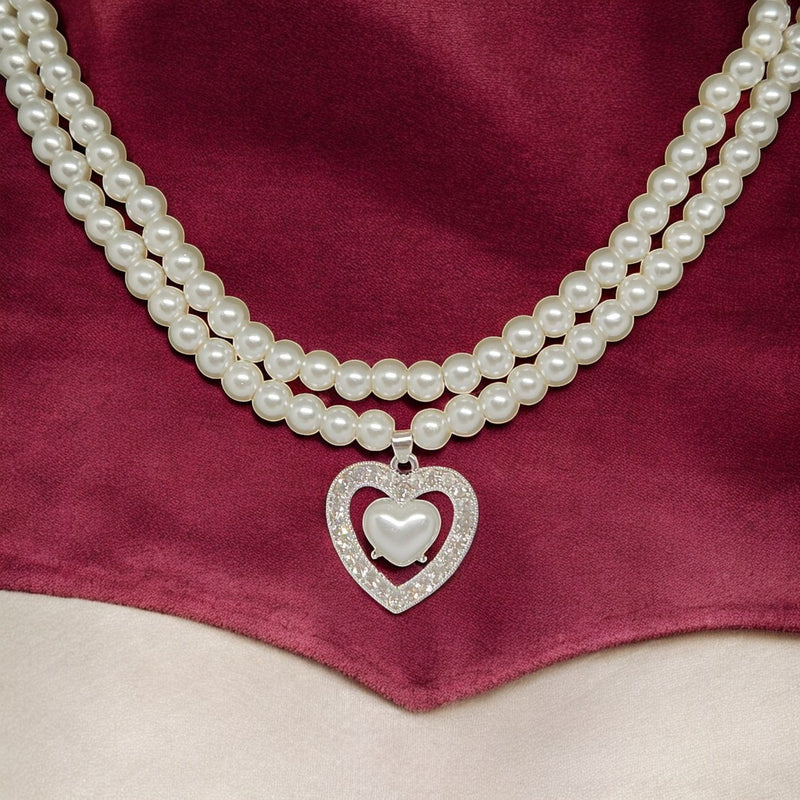 Premium Double Layer White Pearl Jewellery Set for Girls & Women | Party & Wedding Wear