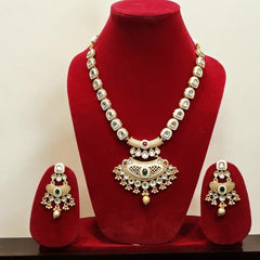 Antique Gold Finish Kundan Necklace Long Set for Festive & Wedding Wear