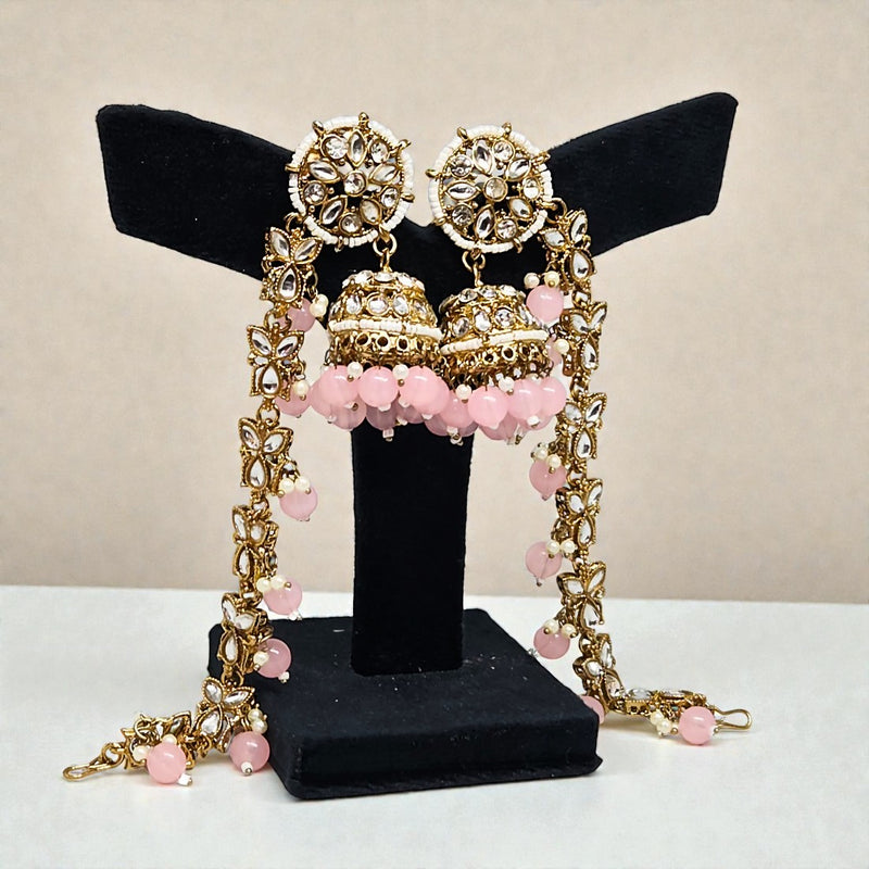 Baby Pink Traditional Bahubali Jhumka Earrings for Women, Wedding & Festive Wear