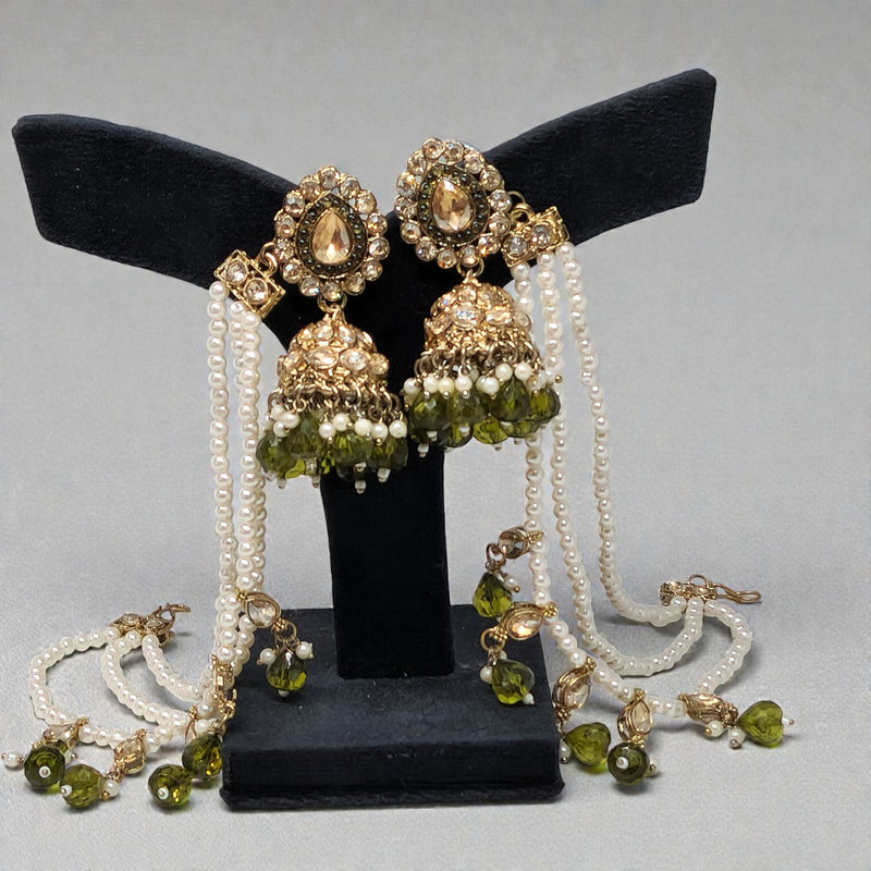 Traditional Mehandi Color Bahubali Jhumka Earrings for Women, Wedding & Festive Wear