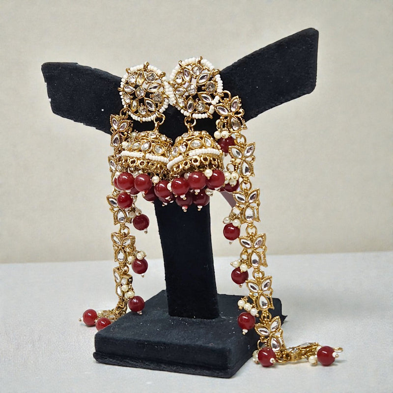 Maroon Color Traditional Bahubali Jhumka Earrings for Women, Wedding & Festive Wear