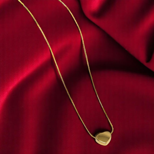 Stylish Heart Shape Anti Tarnish Gold Plated Pendant with Chain for Women and Girls Stainless Steel Waterproof Pendant