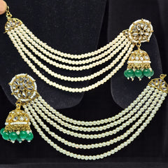 Traditional Kundan & Pearls Bahubali Chain Jhumka Earring For Women & Girls