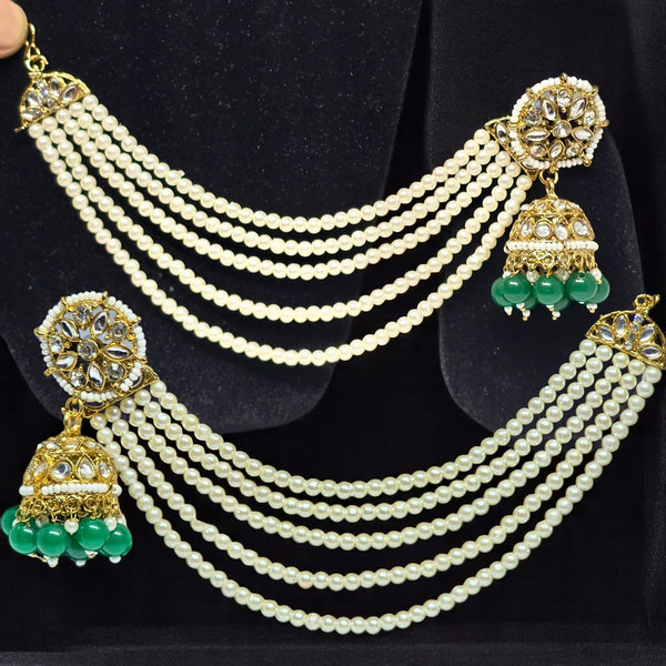 Traditional Kundan & Pearls Bahubali Chain Jhumka Earring For Women & Girls