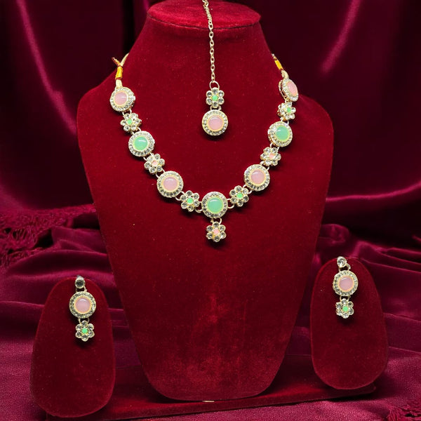 Green and Pink Monalisa Jewellery Set – Timeless Beauty for Every Occasion