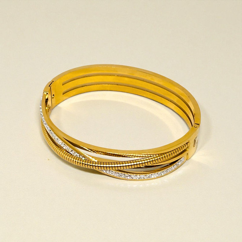 Gold Plated Stainless Steel Anti Tarnish Bracelet with Stone