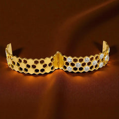 Stylish Honeycomb Design Gold-Plated Bracelet with Sparkling Crystal Studs for Women & Girls