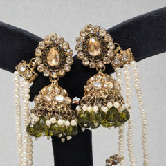 Traditional Mehandi Color Bahubali Jhumka Earrings for Women, Wedding & Festive Wear