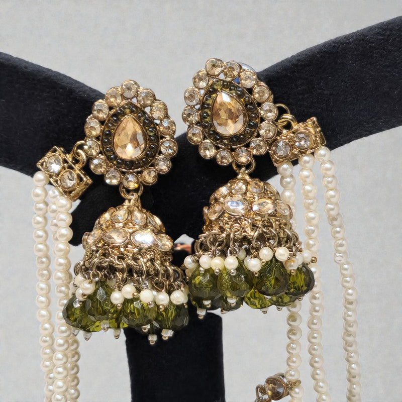 Traditional Mehandi Color Bahubali Jhumka Earrings for Women, Wedding & Festive Wear