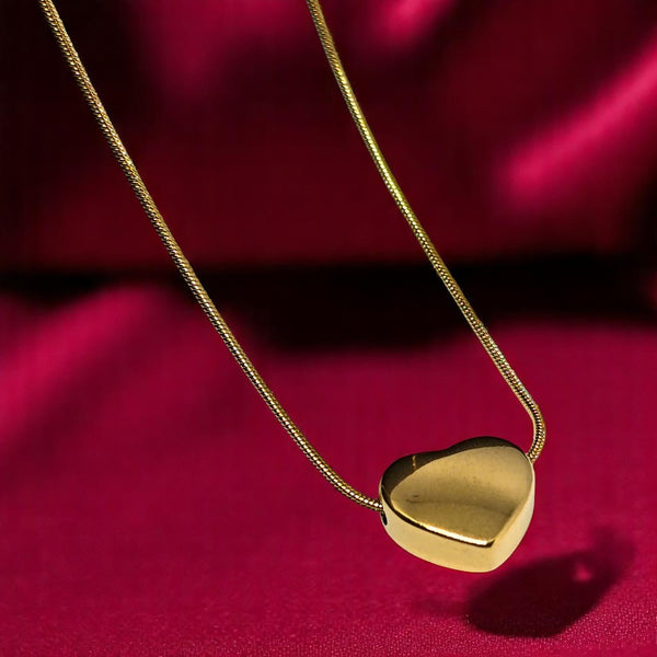 Stylish Heart Shape Anti Tarnish Gold Plated Pendant with Chain for Women and Girls Stainless Steel Waterproof Pendant