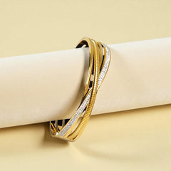 Gold Plated Stainless Steel Anti Tarnish Bracelet with Stone