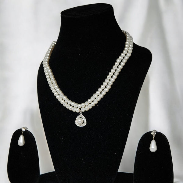 Premium Double Layer White Pearl Jewellery Set for Girls & Women | Party & Wedding Wear