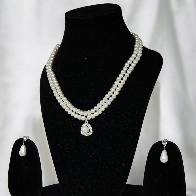Premium Double Layer White Pearl Jewellery Set for Girls & Women | Party & Wedding Wear