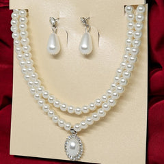 Premium Double Layer White Pearl Jewellery Set for Girls & Women | Party & Wedding Wear