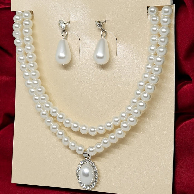 Premium Double Layer White Pearl Jewellery Set for Girls & Women | Party & Wedding Wear
