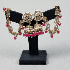 Pink Traditional Bahubali Jhumka Earrings for Women, Wedding & Festive Wear