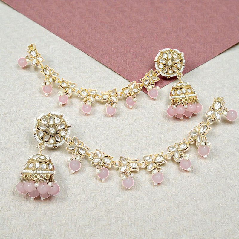 Baby Pink Traditional Bahubali Jhumka Earrings for Women, Wedding & Festive Wear