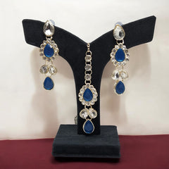 Blue Colour Necklace Jwellery Set with Earring & Maangtika for women