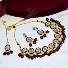 Kundan Necklace Set with Earring & Maangtika for women