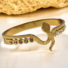 Snake Bracelet Gold Plated Stainless Steel Waterproof Anti Tarnish Bracelet with Stone