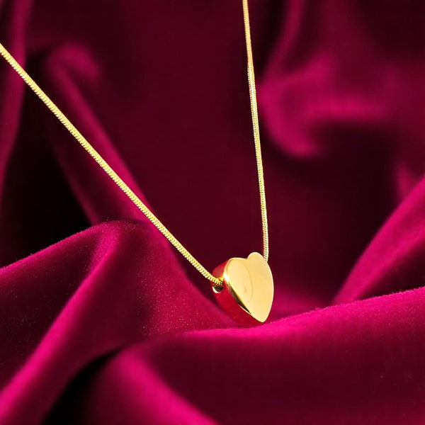 Stylish Heart Shape Anti Tarnish Gold Plated Pendant with Chain for Women and Girls Stainless Steel Waterproof Pendant