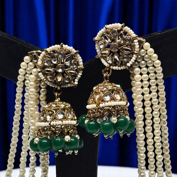 Traditional Kundan & Pearls Bahubali Chain Jhumka Earring For Women & Girls