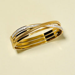 Gold Plated Stainless Steel Anti Tarnish Bracelet with Stone