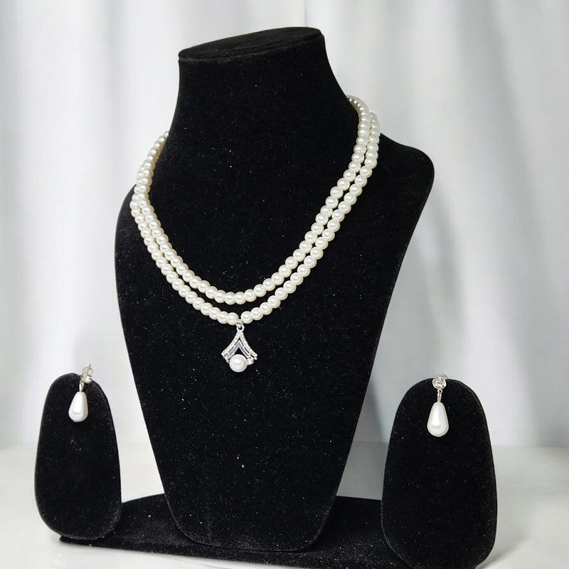 Premium Double Layer White Pearl Jewellery Set for Girls & Women | Party & Wedding Wear