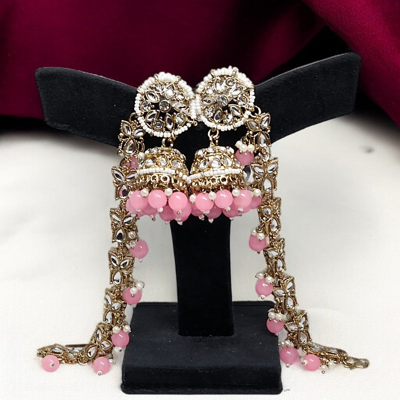 Light Pink Color Traditional Bahubali Jhumka Earrings for Women, Wedding & Festive Wear