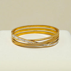 Gold Plated Stainless Steel Anti Tarnish Bracelet with Stone