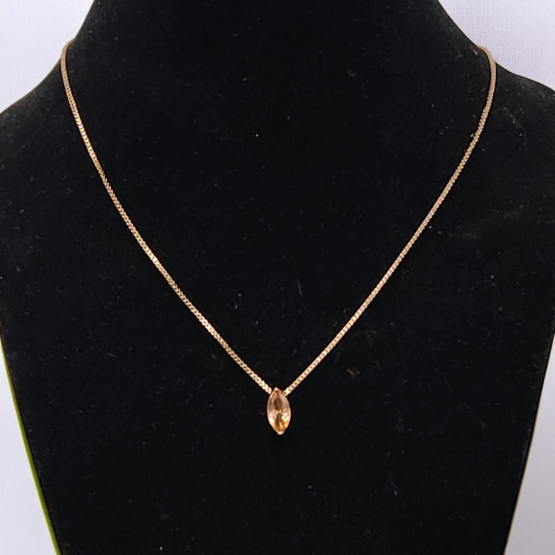 Trendy Gold-Tone Chain Necklace with Sparkling Leaf-Shaped Pendant |