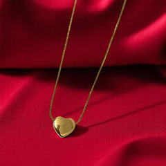 Stylish Heart Shape Anti Tarnish Gold Plated Pendant with Chain for Women and Girls Stainless Steel Waterproof Pendant