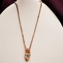 Trendy Gold-Tone Chain Necklace with Sparkling Leaf-Shaped Pendant |