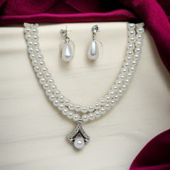 Premium Double Layer White Pearl Jewellery Set for Girls & Women | Party & Wedding Wear